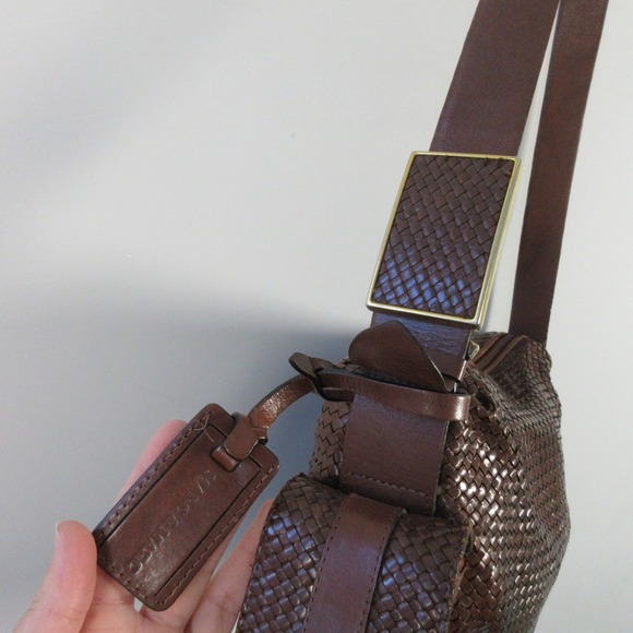 Vtg Marc & Marc by Sharif Brown Saddle Woven Geuine Leather Shoulder Bag 662 - Picture 9 of 15
